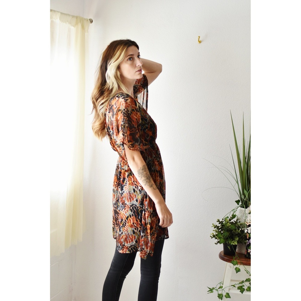 LA Hearts Kimono Wrap Womens One Size Turquoise Floral Excellent Lace Trim Boho - Picture 3 of 5